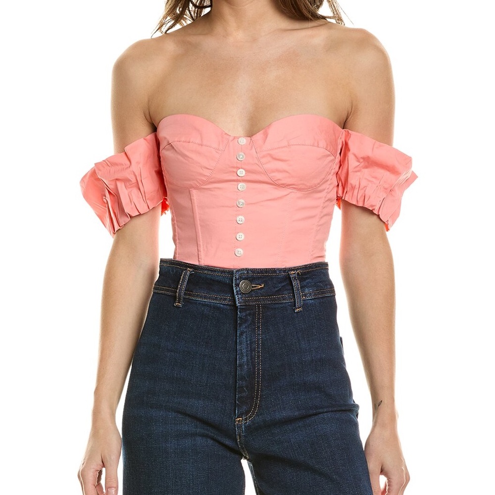 Staud Womens Pink Grapefruit‎ Bouvier Top Size Small NWT